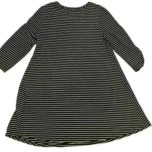 Garnet Hill Striped 3/4 Sleeve Knit Mini Dress Size Large Casual Stretch Comfort - Picture 2 of 8